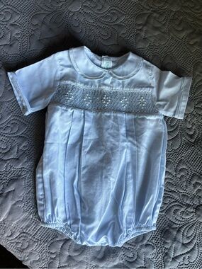 NWOT Feltman Bros 9m Baby Smocked Light Blue One-Piece